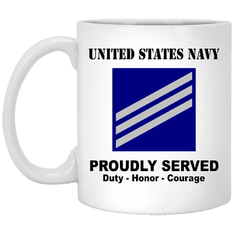 custom coffee cups for office parties-US Navy E-3 Seaman E3 SN Junior Enlisted Ranks T shirt White Coffee Mug - Stainless Travel Mug