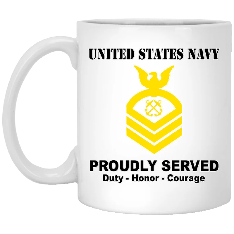 personalized mugs for dad’s birthday-US Navy E-7 Chief Petty Officer E7 CPO Senior Noncommissioned Officer Ranks T shirt White Coffee Mug - Stainless Travel Mug