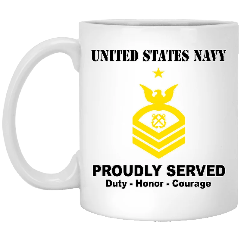 eco-friendly stainless steel mugs-US Navy E-8 Senior Chief Petty Officer E8 SCPO Senior Noncommissioned Officer Ranks T shirt White Coffee Mug - Stainless Travel Mug