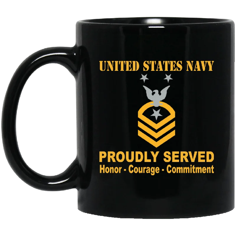 large coffee mugs for tea lovers-US Navy E-9 Command Master Chief Petty Officer E9 CMDCM Collar Device Black Mug 11 oz - 15 oz