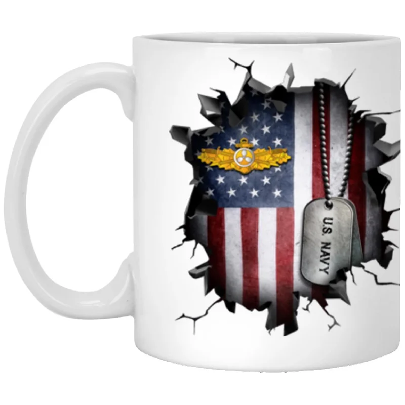 personalized mugs with fun designs-US Navy Engineering Duty Officer 3D Break Effect Coffee Mug 11oz - 15oz White Mug