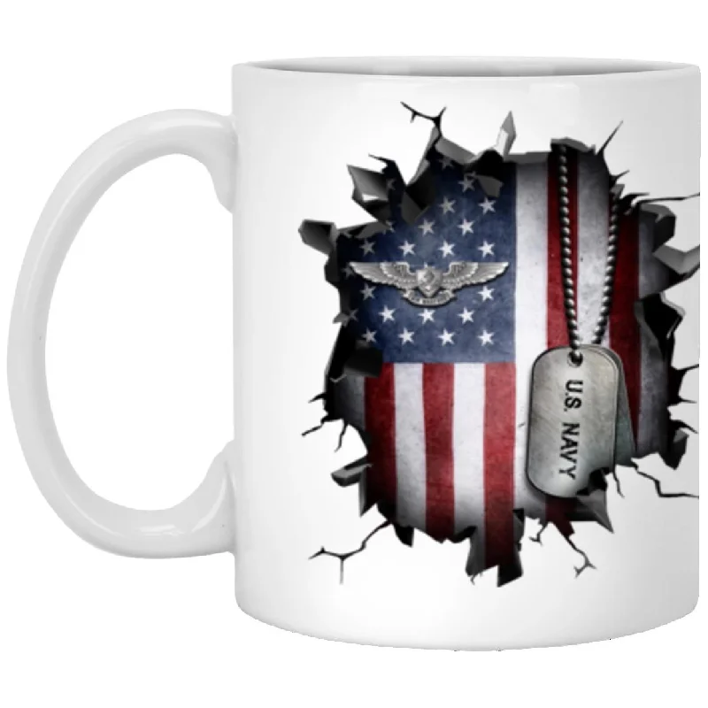 fun mugs for birthday parties-US Navy Enlisted Aviation Warfare Specialist 3D Break Effect Coffee Mug 11oz - 15oz White Mug