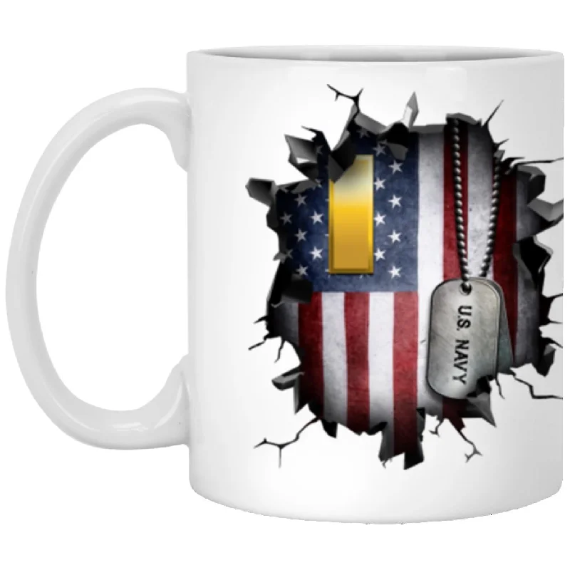 hand-painted tea mugs-US Navy O-1 Ensign O1 ENS Junior Officer 3D Break Effect Coffee Mug 11oz - 15oz White Mug