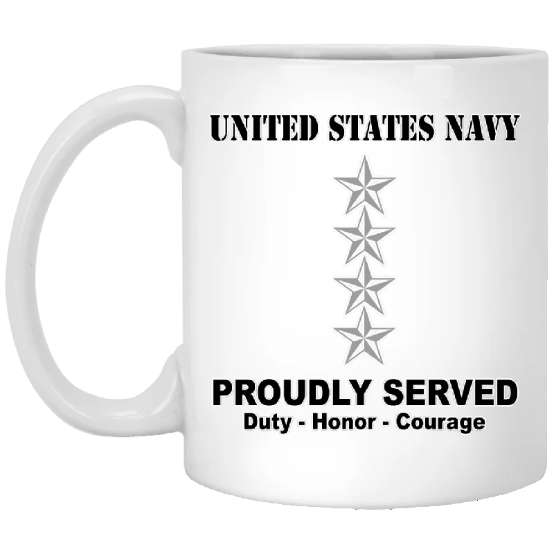 stackable mugs for compact storage-US Navy O-10 Admiral O10 ADM Flag Officer Ranks T shirt White Coffee Mug - Stainless Travel Mug