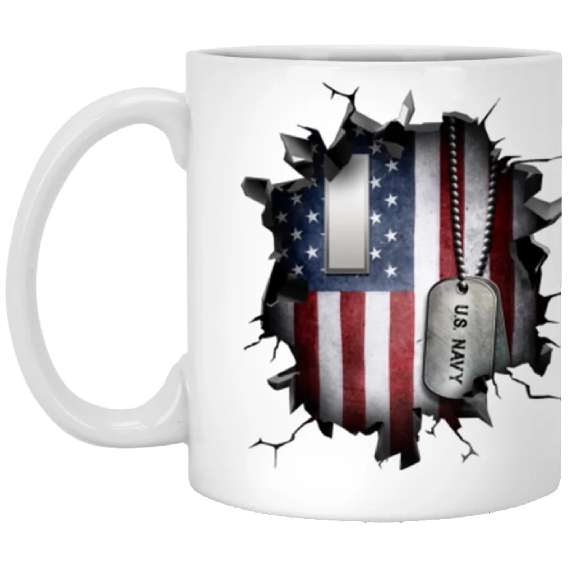 elegant tea mugs for afternoon tea-US Navy O-2 Lieutenant Junior Grade O2 LTJG Junior Officer 3D Break Effect Coffee Mug 11oz - 15oz White Mug