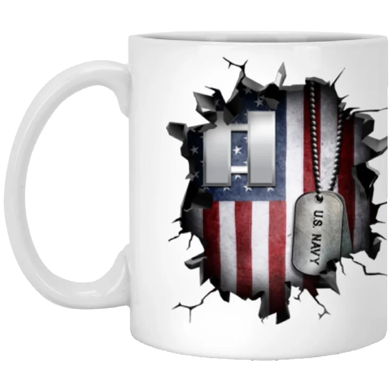 colorful travel mugs for work-US Navy O-3 Lieutenant O3 LT Junior Officer  3D Break Effect Coffee Mug 11oz - 15oz White Mug