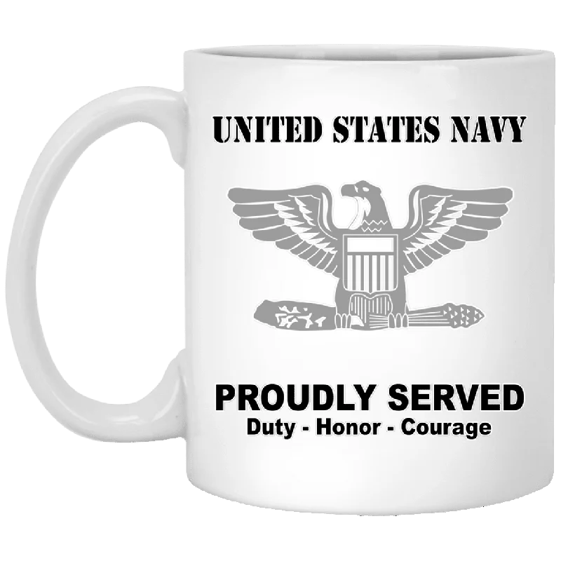 cute coffee mugs for office-US Navy O-6 Captain O6 CAPT Senior Officer Ranks T shirt White Coffee Mug - Stainless Travel Mug