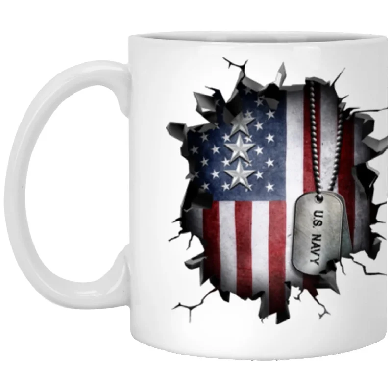 personalized tea mugs for birthday gifts-US Navy O-9 Vice Admiral O9 VADM Flag Officer 3D Break Effect Coffee Mug 11oz - 15oz White Mug