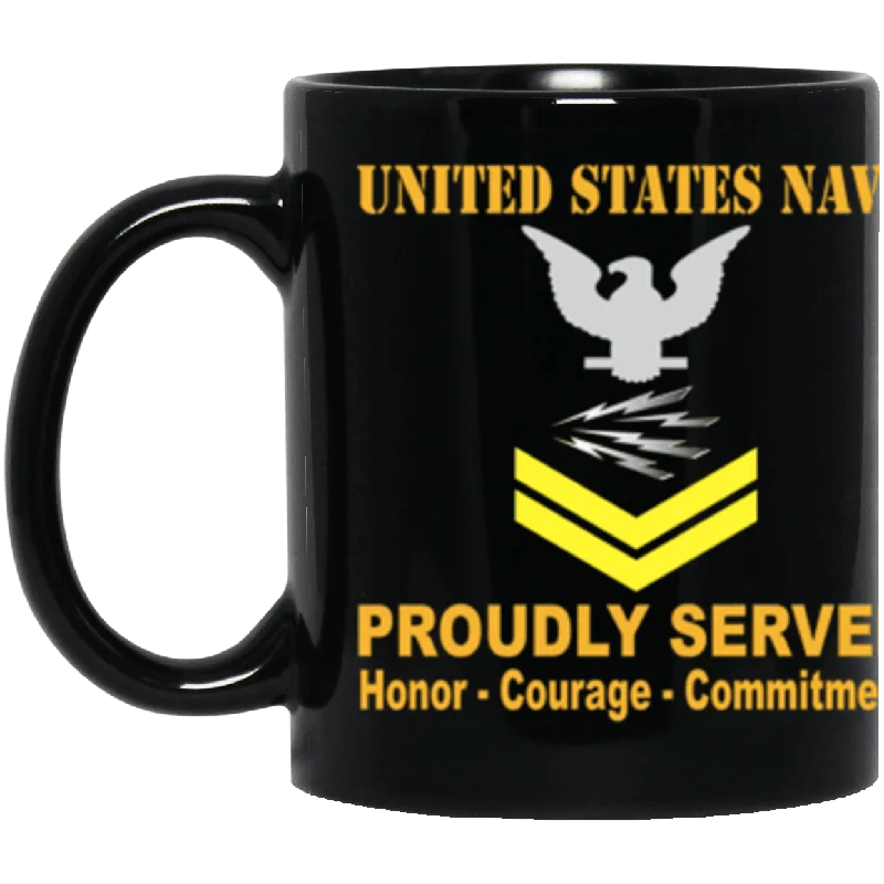 best thermal mugs for coffee-US Navy Radioman Navy RM E-5 Gold Stripe 11 oz. Black Mug