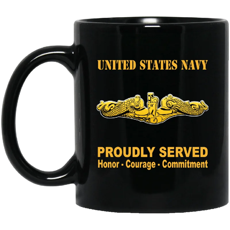 unique tea mugs for modern kitchens-US Navy Submarine Warfare Officer Badge 11 oz - 15 oz Black Mug