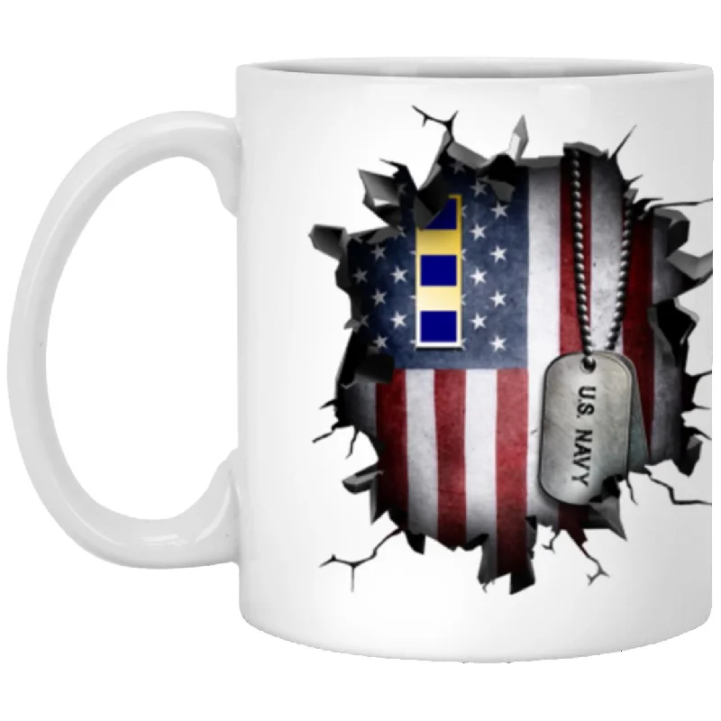 personalized mugs for family reunions-US Navy W-2 Chief Warrant Officer 2 W2 CW2 Warrant Officer 3D Break Effect Coffee Mug 11oz - 15oz White Mug