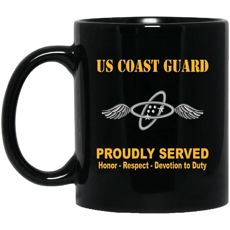 funny mugs with classic sayings-USCG AVIONICS ELECTRICAL TECHNICIAN AET Logo Proudly Served Black Mug 11 oz - 15 oz