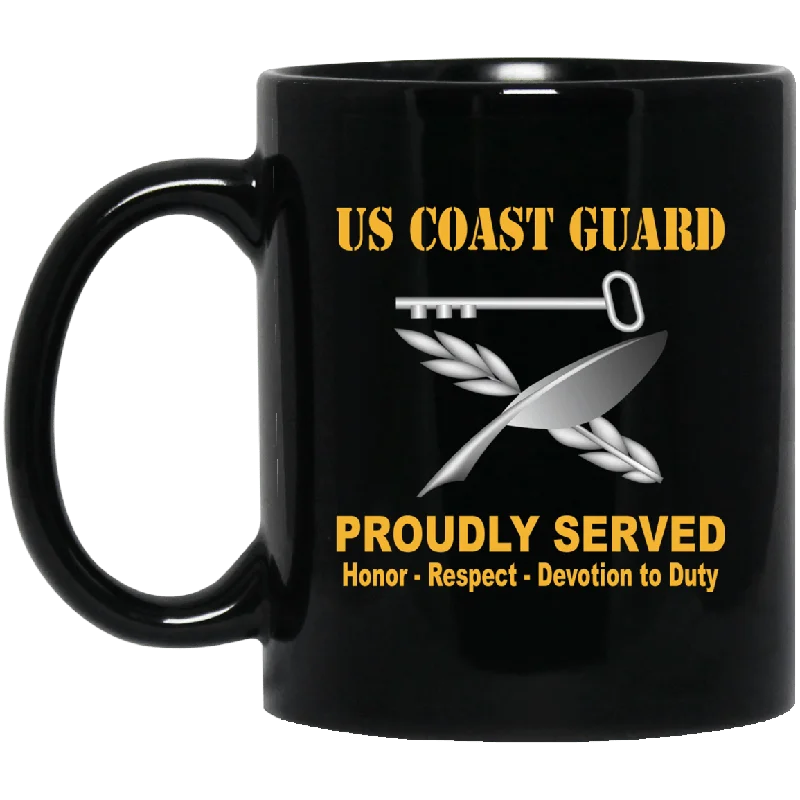 high-quality coffee mugs for housewarming-USCG CULINARY SPECIALIST CS Logo Proudly Served Black Mug 11 oz - 15 oz