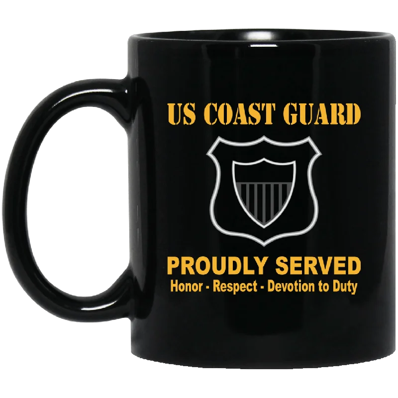 cute mugs with funny prints for gifts-USCG MARITIME ENFORCEMENT ME Logo Proudly Served Black Mug 11 oz - 15 oz