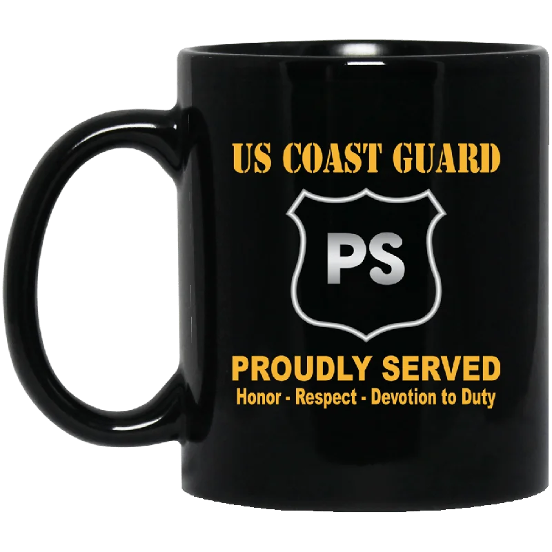 personalized photo mugs for holidays-USCG PORT SECURITY SPECIALIST PS Logo Proudly Served Black Mug 11 oz - 15 oz