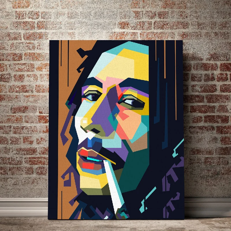 framed botanical wall paintings-Abstract Bob Marley