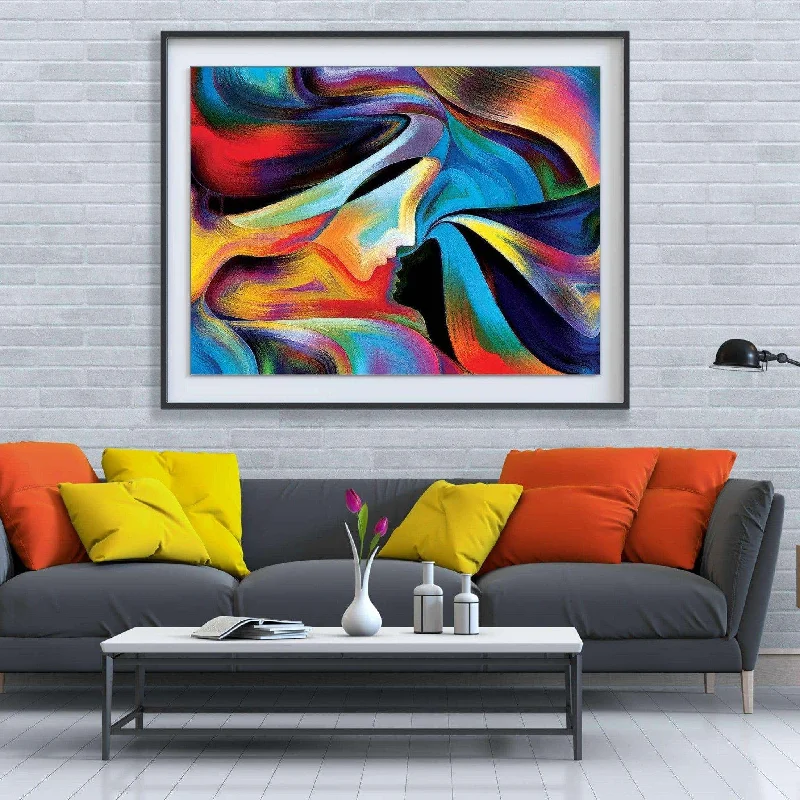 black and white landscape art-Abstract Couple Painting - Framed Art