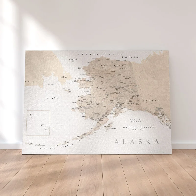 large wall canvas art for office-Alaska Map 3