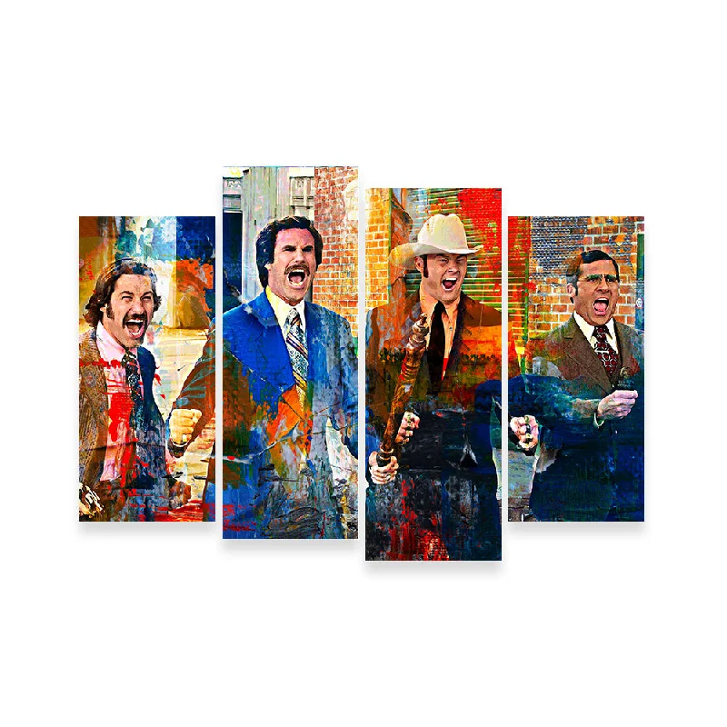 chic living room wall art-Anchorman Crew with Weapons