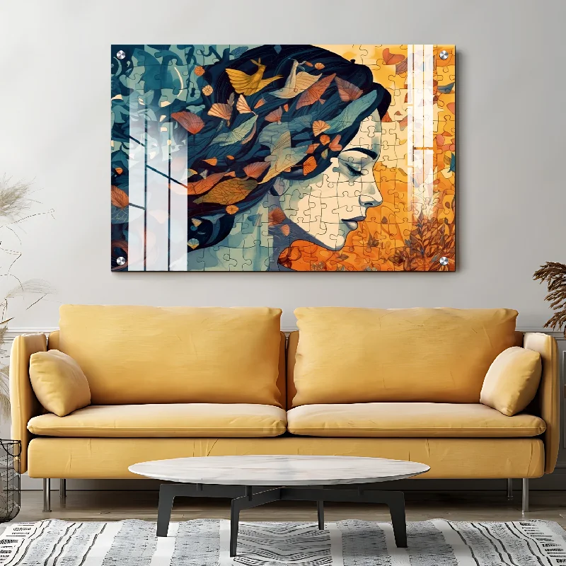 geometric framed art for home-Autumn Puzzle Luxury Wall Art Painting