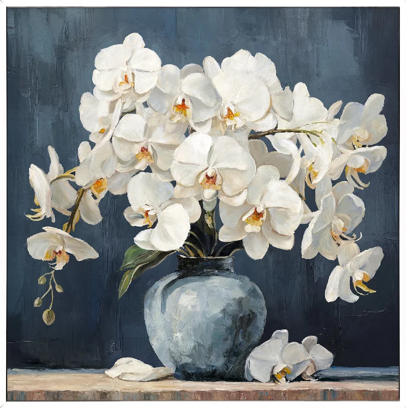 coastal landscape canvas prints-Azure Orchids B Blue 100x100cm