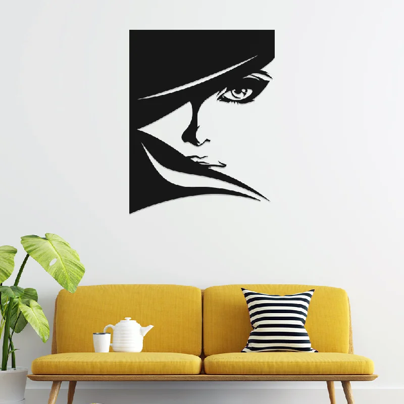 urban art canvas prints-Beautiful Women Face Metal Wall Art