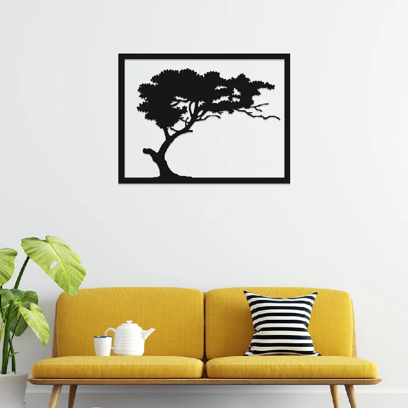 botanical wall prints for living room-Bonsai Tree Metal Wall Art