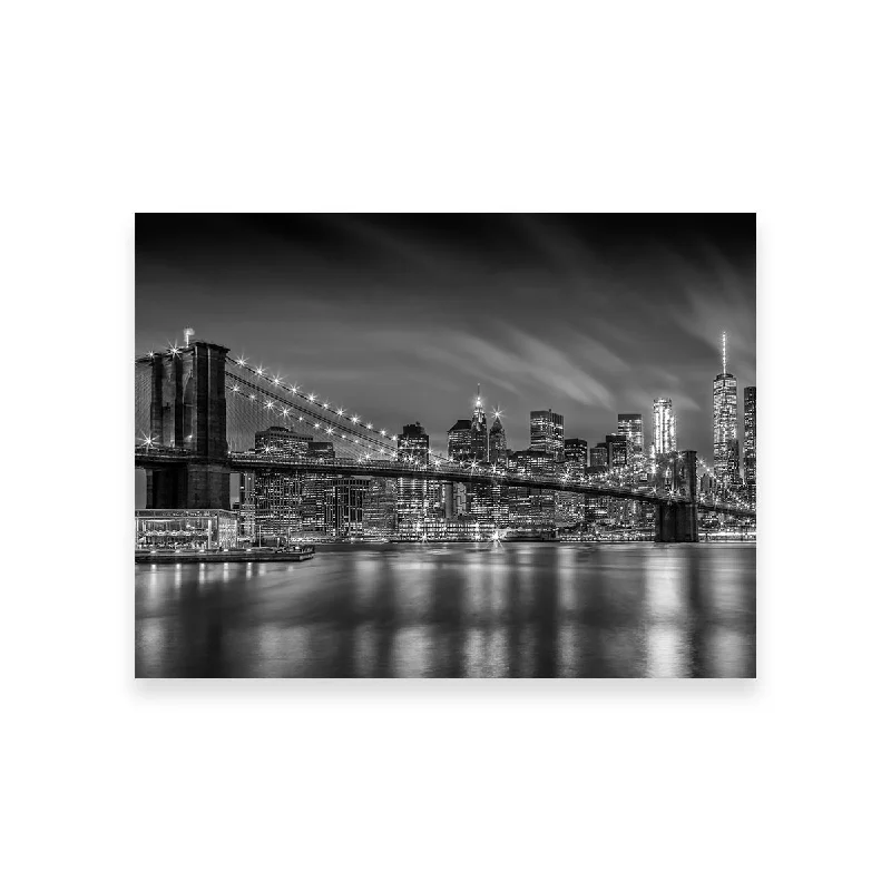 contemporary nature wall decor-Brooklyn Bridge Monochrome