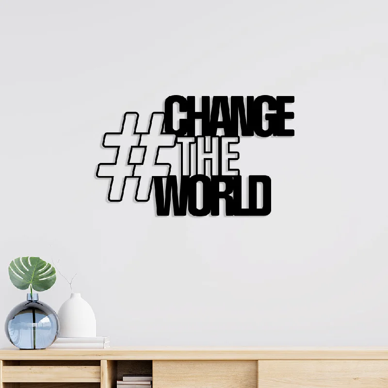 modern photography wall art prints-Change World Metal Wall Art