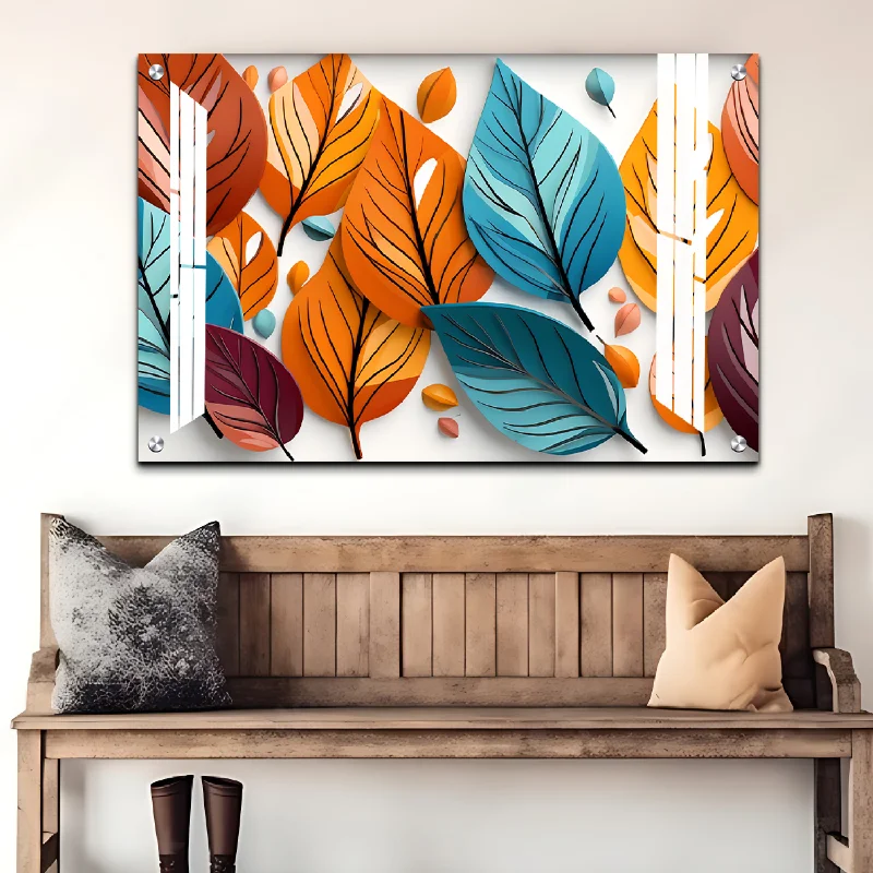 modern geometric wall art prints-Colorful Leaves Luxury Wall Art Painting