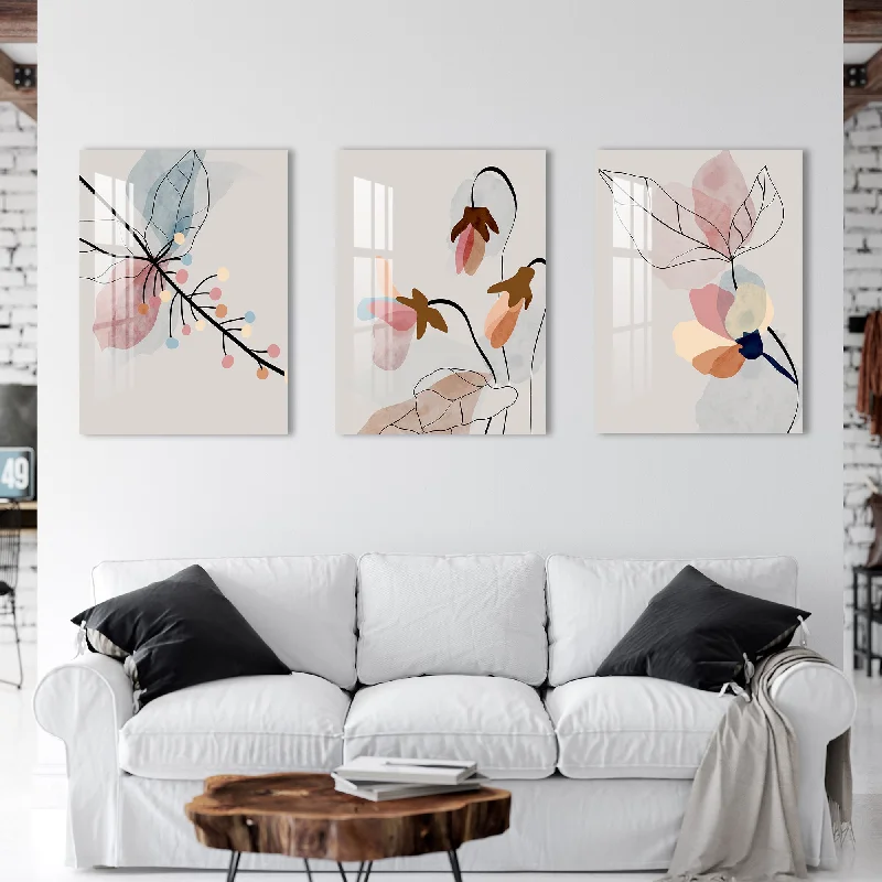 urban landscape canvas wall art-Floral Line Acrylic Wall Art (Set of 3)