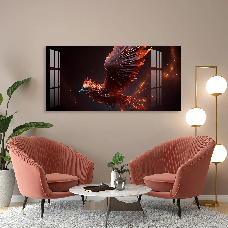 black and white geometric wall prints-Flying Phoenix Acrylic Wall Art