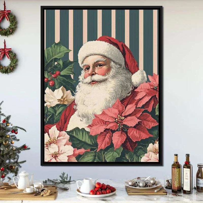 large contemporary abstract prints-Jolly Santa Festive Blooms