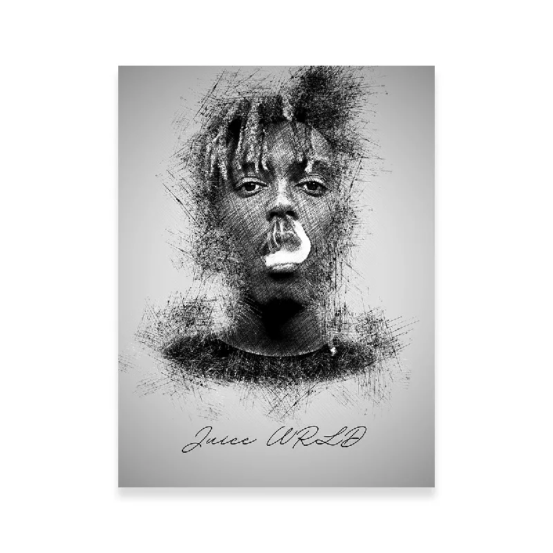 framed pop art wall prints-Juice WRLD Sketch