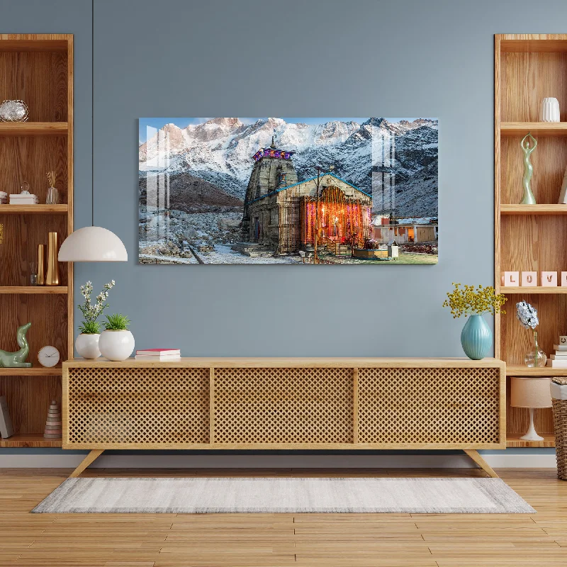 colorful art prints for living room-Kedarnath Temple Acrylic Wall Art