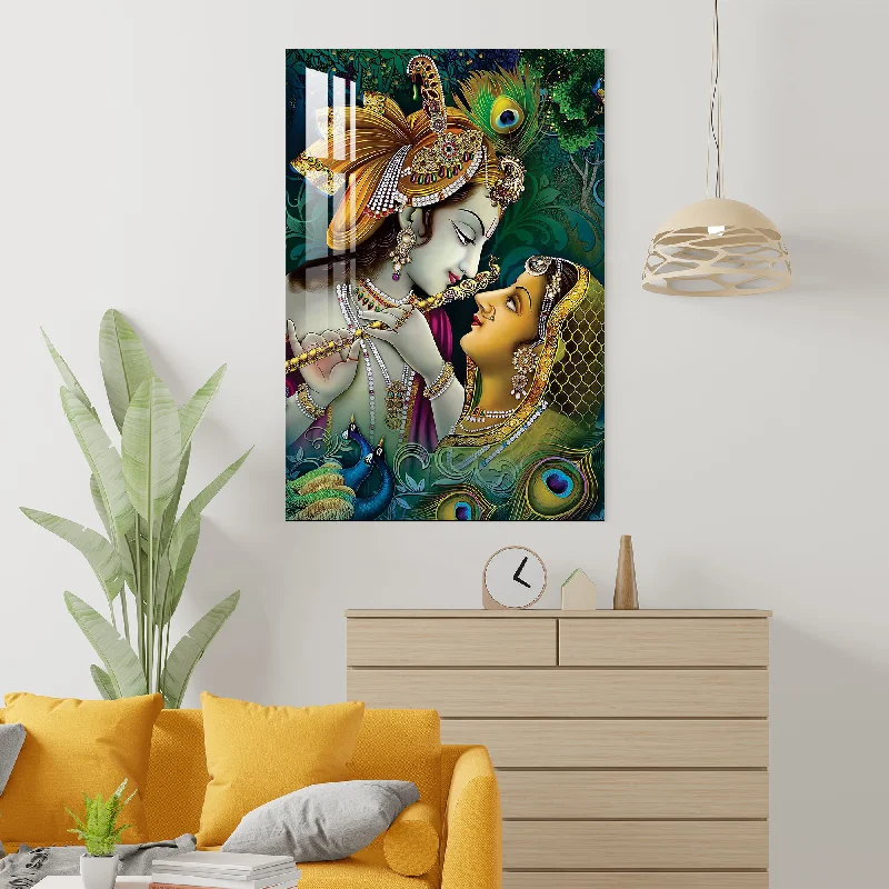 boho chic canvas wall art-Lord Krishna with Flute Acrylic Wall Art