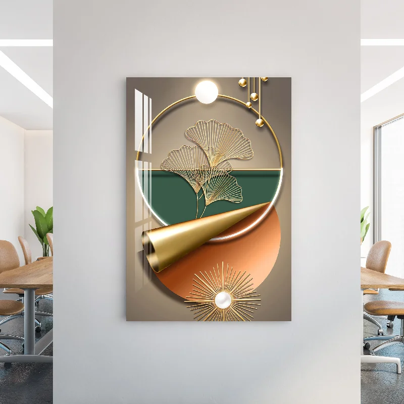 tropical art prints for office-Luxury Golden Strands Acrylic Wall Art