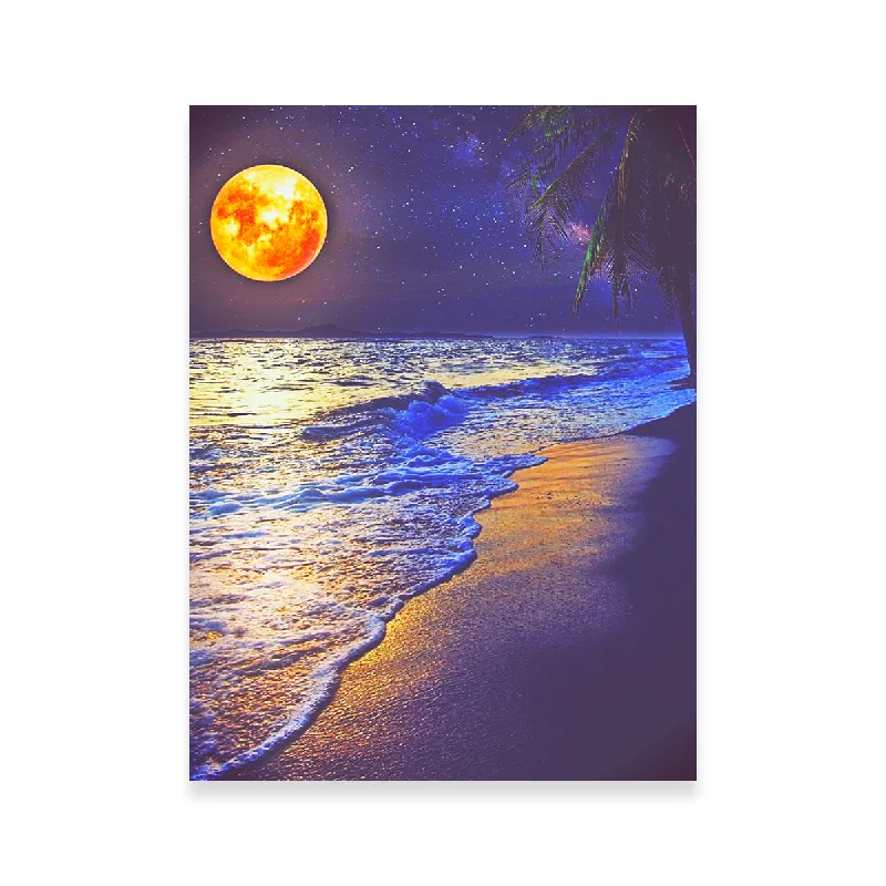 retro pop art canvas prints-Moonlight Oceanview