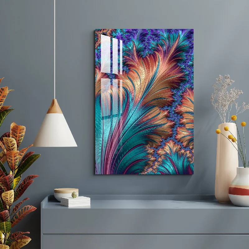 tropical themed wall prints-Multicolor Feather Acrylic Wall Art