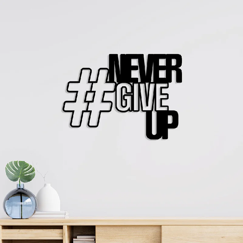 modern geometric wall art prints-Never Give Up Metal Wall Art