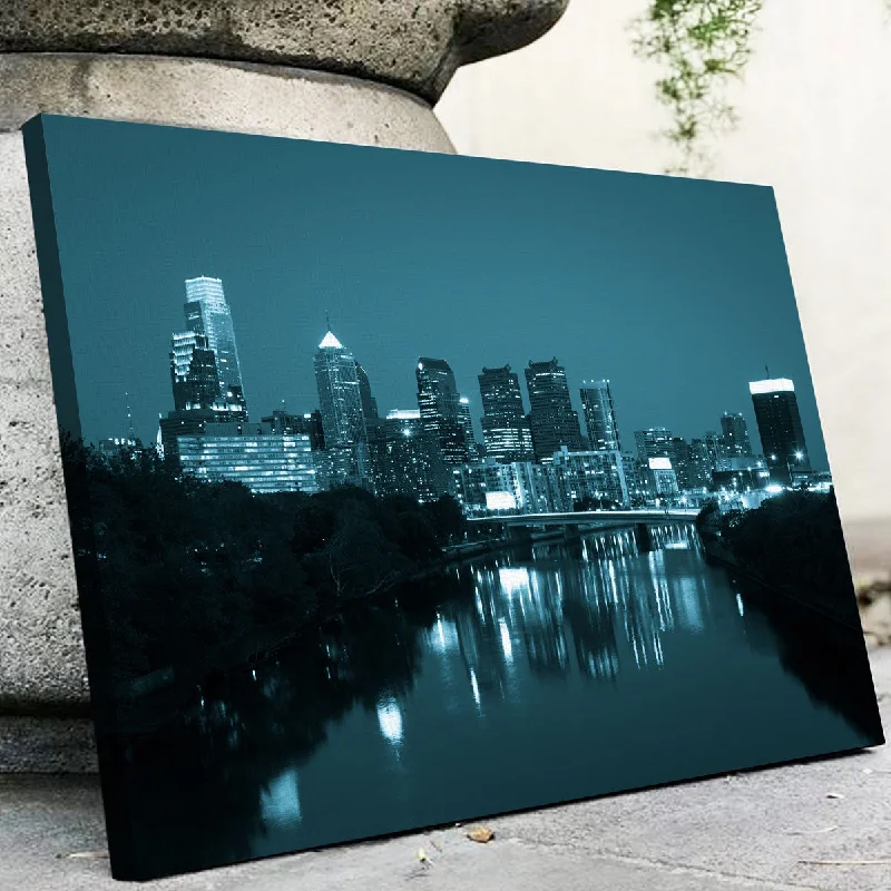 creative pop art wall prints-Night View Philadelphia