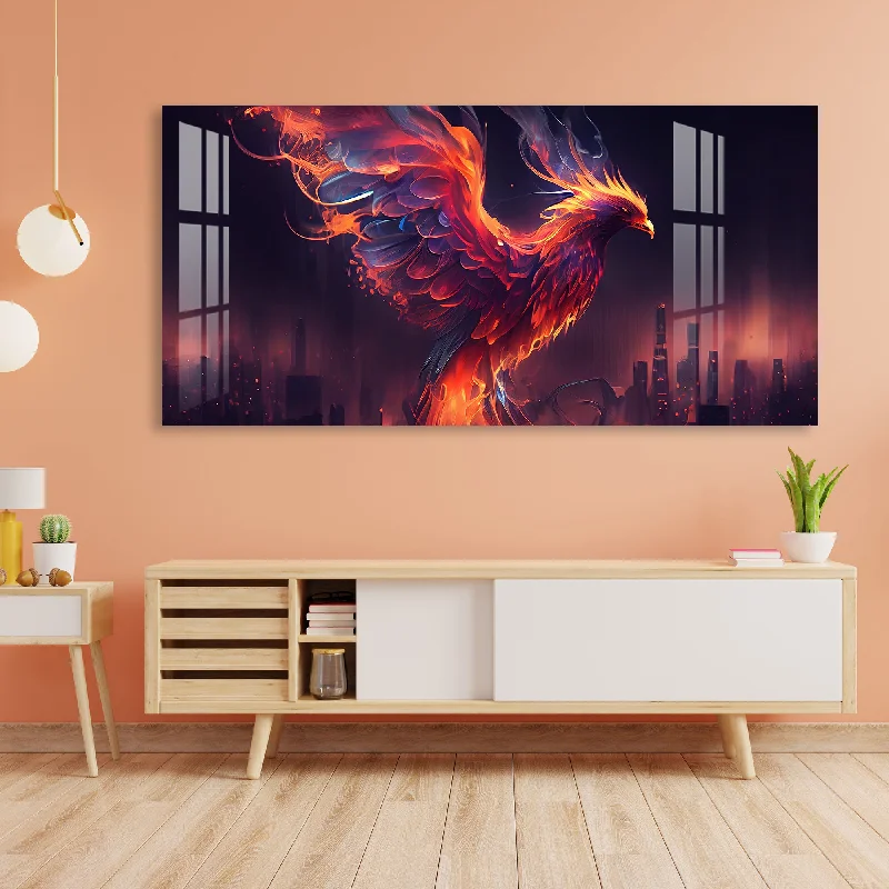 vibrant cityscape canvas prints-Phoenix Bird Acrylic Wall Art