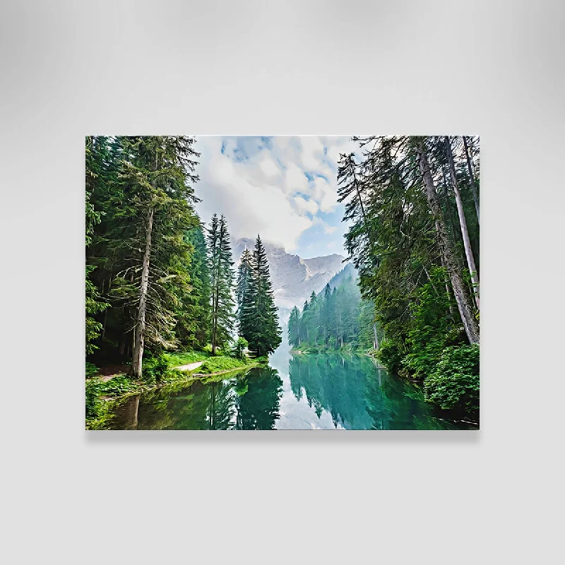 botanical canvas art prints-Quiet Mountain Lake