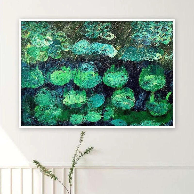 oversized cityscape canvas art-Raining On The Lake - Acrylic on Canvas Painting