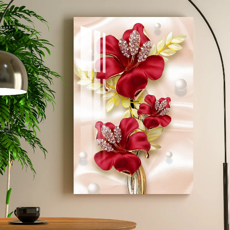 modern art prints for office wall-Red Flower Bouquet Acrylic Wall Art