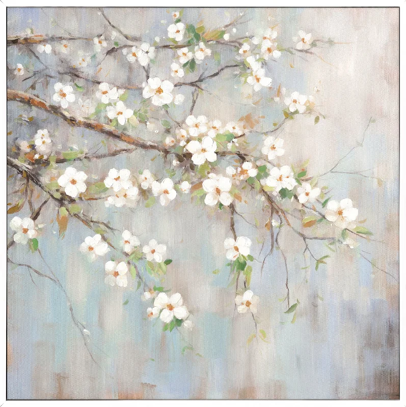 large colorful wall art prints-Sakura Blossom B Blue 80x80cm