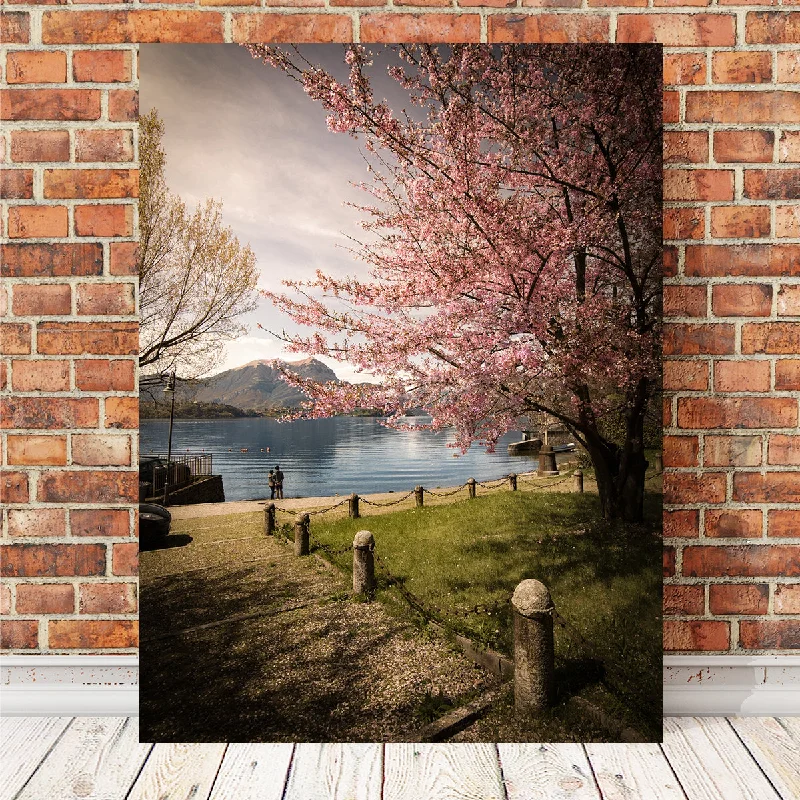 minimalist abstract wall prints-Sakura on Lake Como