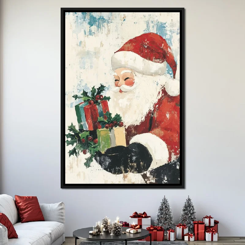 large art decor for living room-Santa's Joyful Gift Delivery