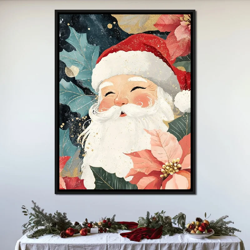 playful vintage art prints-Santa's Joyful Smile