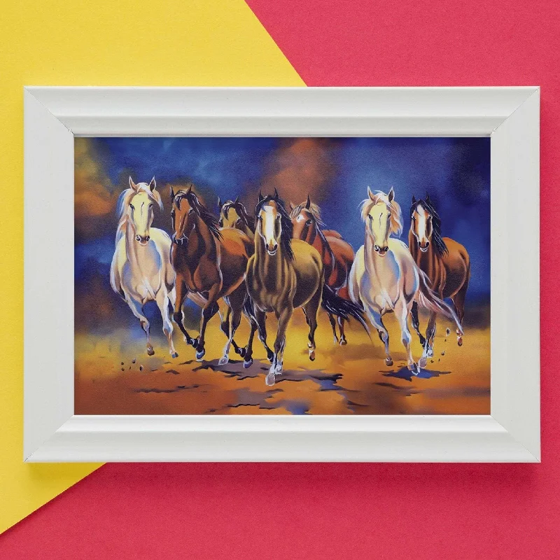 geometric canvas art for bedroom-Seven Lucky Horses Painting